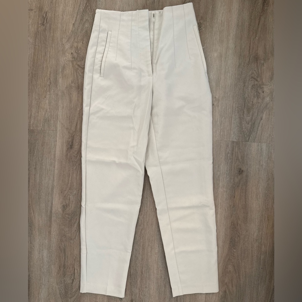 Zara High Waisted Pants in Oyster White